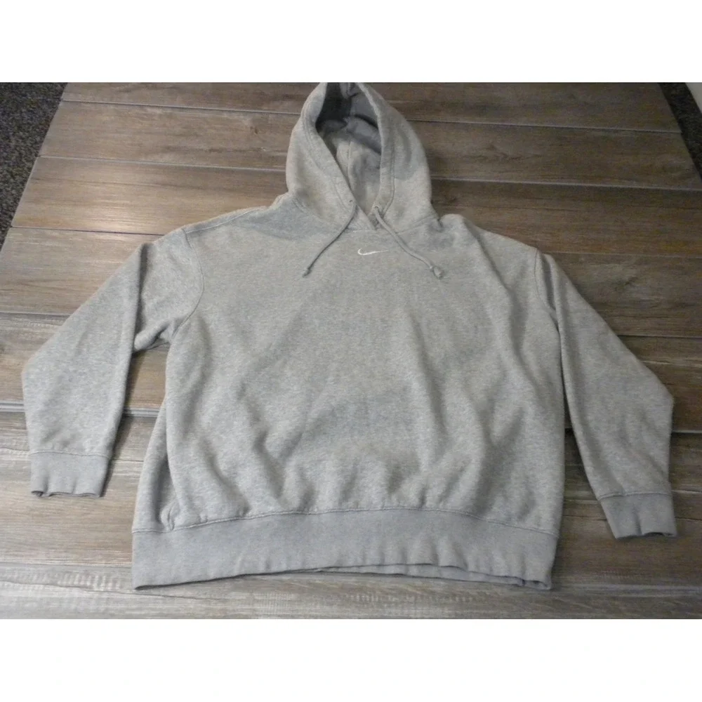 Nike Hoodie Sweatshirt Womens L Gray Essentials Oversized Fleece Center Swoosh